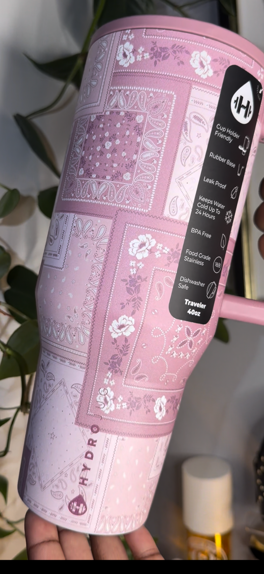 Pink Bandana Hydrojug 40 Oz Tumbler